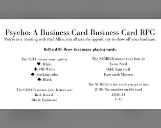 Psycho: A Business Card Business Card RPG  