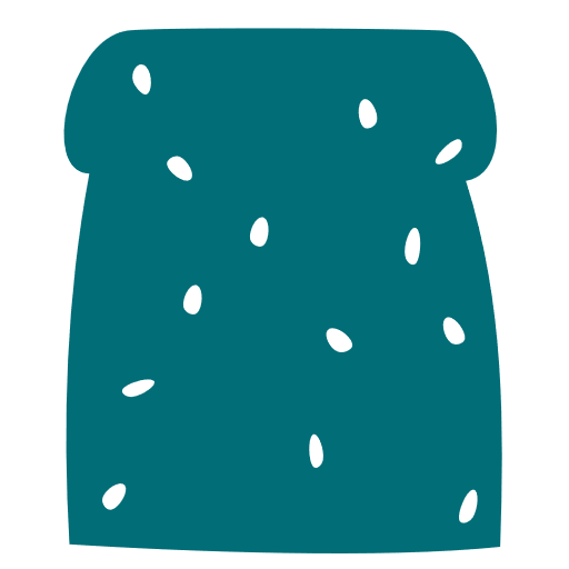 Blue cartoon image of a slice of bread.