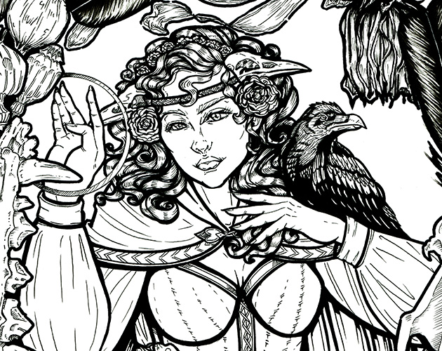 Cleric of the Raven Queen by acidarrowart for TTRPG Coloring Book Jam ...