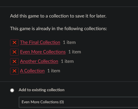 GitHub - refatK/Itch.io-Simple-Remove-from-Collection: Easily remove games  from your itch.io collections from within the Add to Collection modal of  a game.