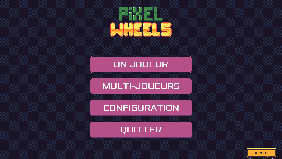 Pixel Wheels main menu in French