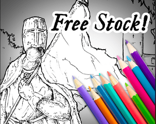 Paladin - Colouring Page & Stock Art   - A fantastical colouring page and free stock illustration for your games. 