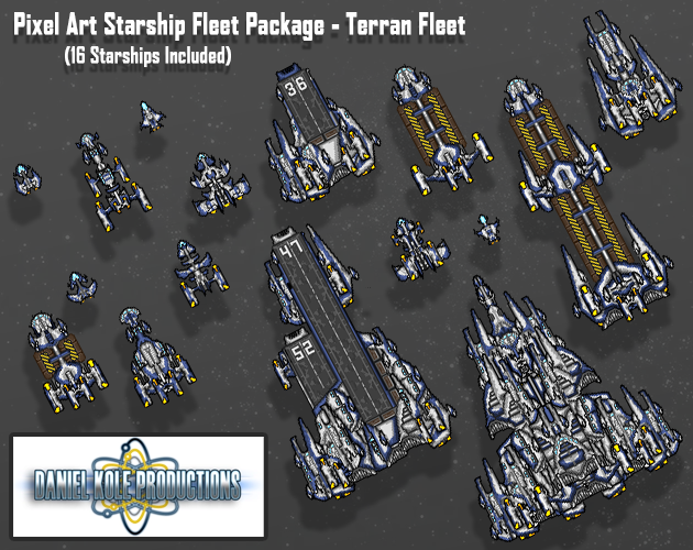 Pixel Art Starship Fleet Package - Terran Fleet