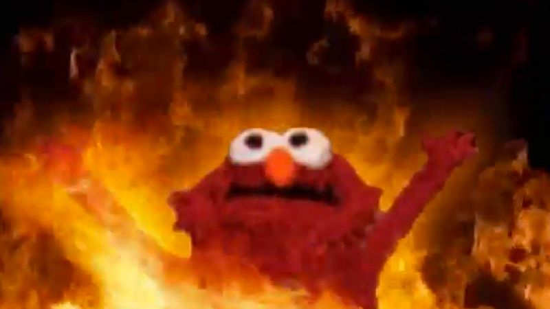 Elmo on fire meme