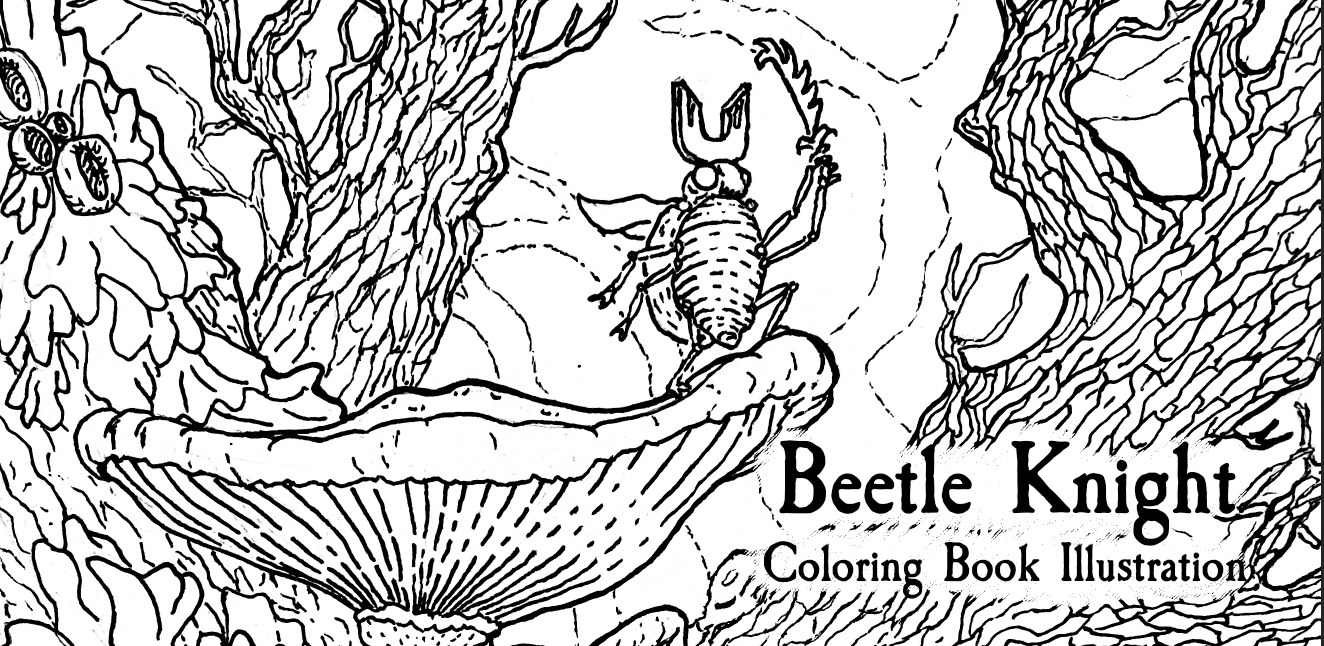 Beetle Knight Coloring Book page