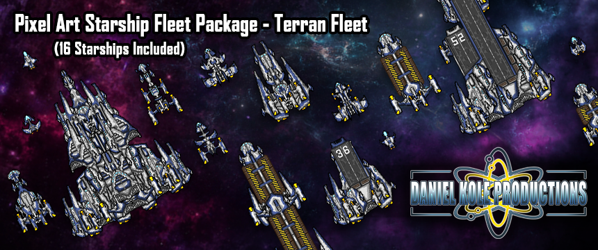 Pixel Art Starship Fleet Package - Terran Fleet