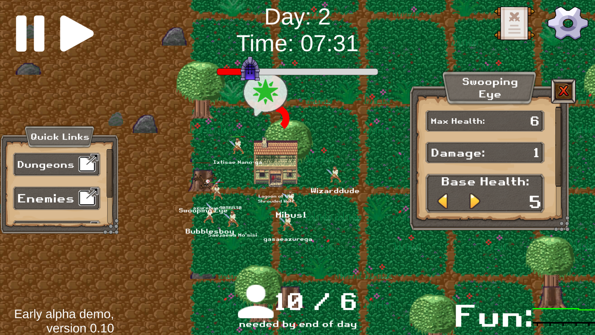 Screenshot of Balance This Game from alpha version 0.10 showing an enemy’s stats being editable