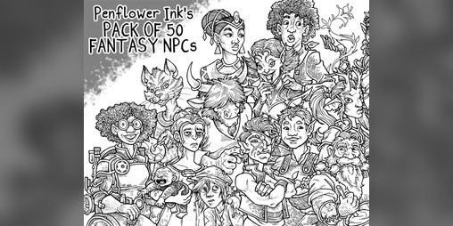 Cover image for Asset Pack of 50 Fantasy TTRPG NPCs