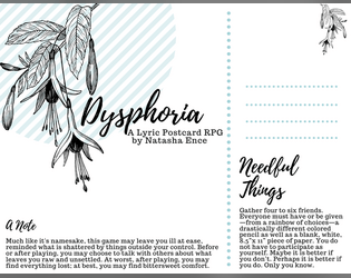 Dysphoria   - A RPG about mental health, the dark magic of bargains, and an Ancient Fey. 