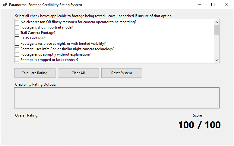 Cover image for Paranormal Footage Credibility Rating System