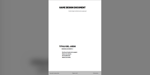 Cover image for Plantilla de Game Design Document