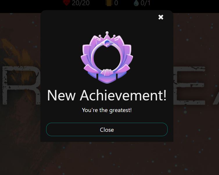 New Achievement Popup Screenshot with "You're the Greatest" as the text beneath an achievement icon and header