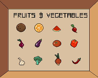 Pixel fruits. Cartoon 2D game sprite asset with apple banana mango cit By  Tartila