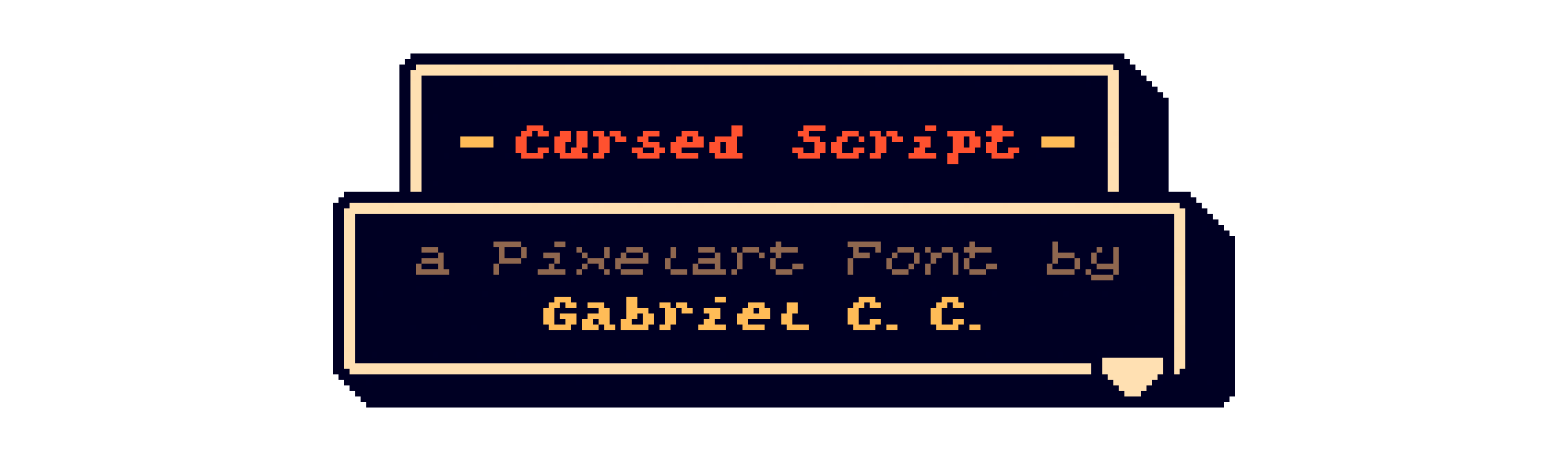 "Cursed Script" - Monospaced PixelArt Font (Demo Included)