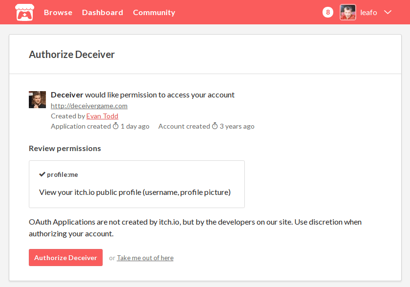 Create an account on itch.Io