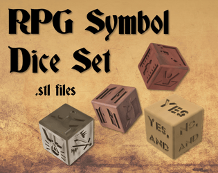 RPG Symbol Dice Set   - A set of .stl files for 3d printed d6 dice with TTRPG symbols 