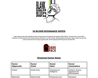 Blood Resonance Reference Sheet