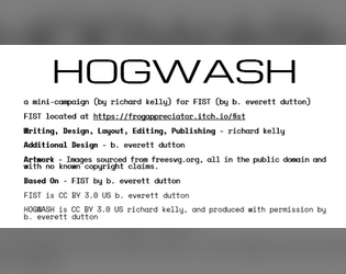 HOGWASH (a mini campaign for FIST)   - A five act campaign for FIST, centered around pigs and butchery. 