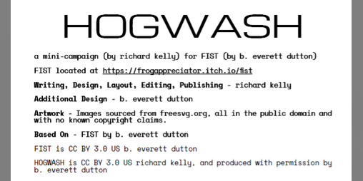 Cover image for HOGWASH (a mini campaign for FIST)