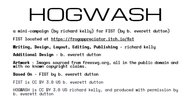 Cover image for HOGWASH (a mini campaign for FIST)