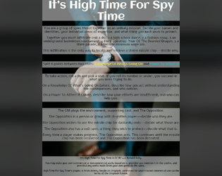 It's High Time For Spy Time   - One page zany espionage ttrpg. 