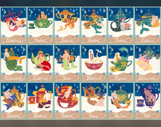 Tea with Mermaids Printable Oracle Deck (30 Divination Cards)  