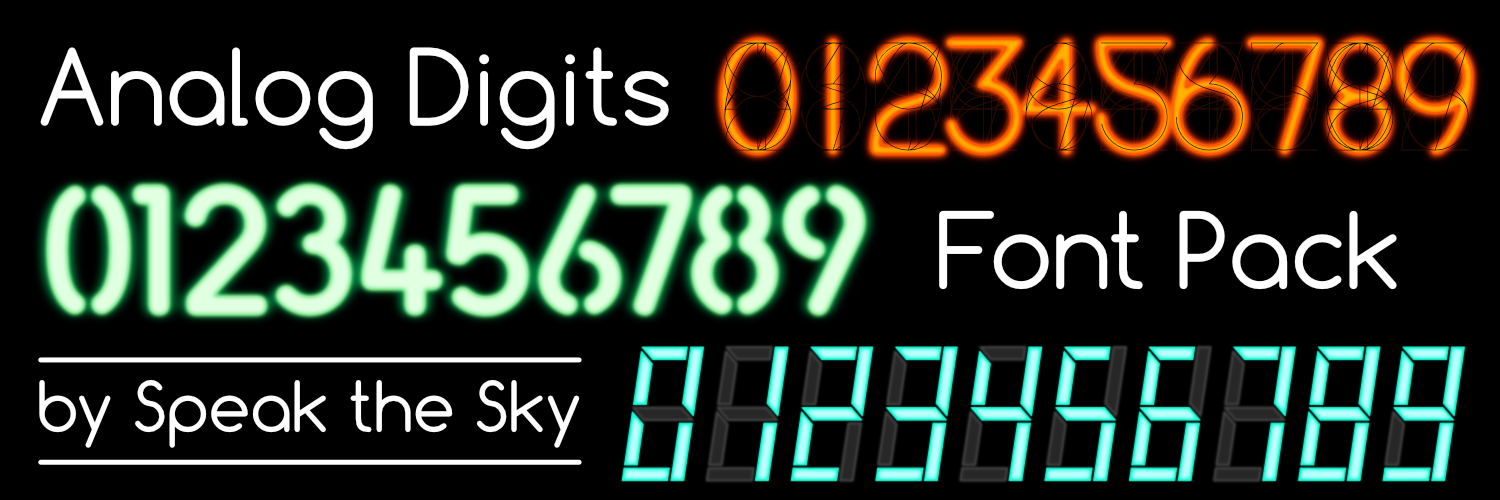 Analog Digits Font Pack volume 1