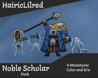 Hairic Minis - Noble Scholar Pack   - A pack of Paper miniature for RPG and skirmish wargames 