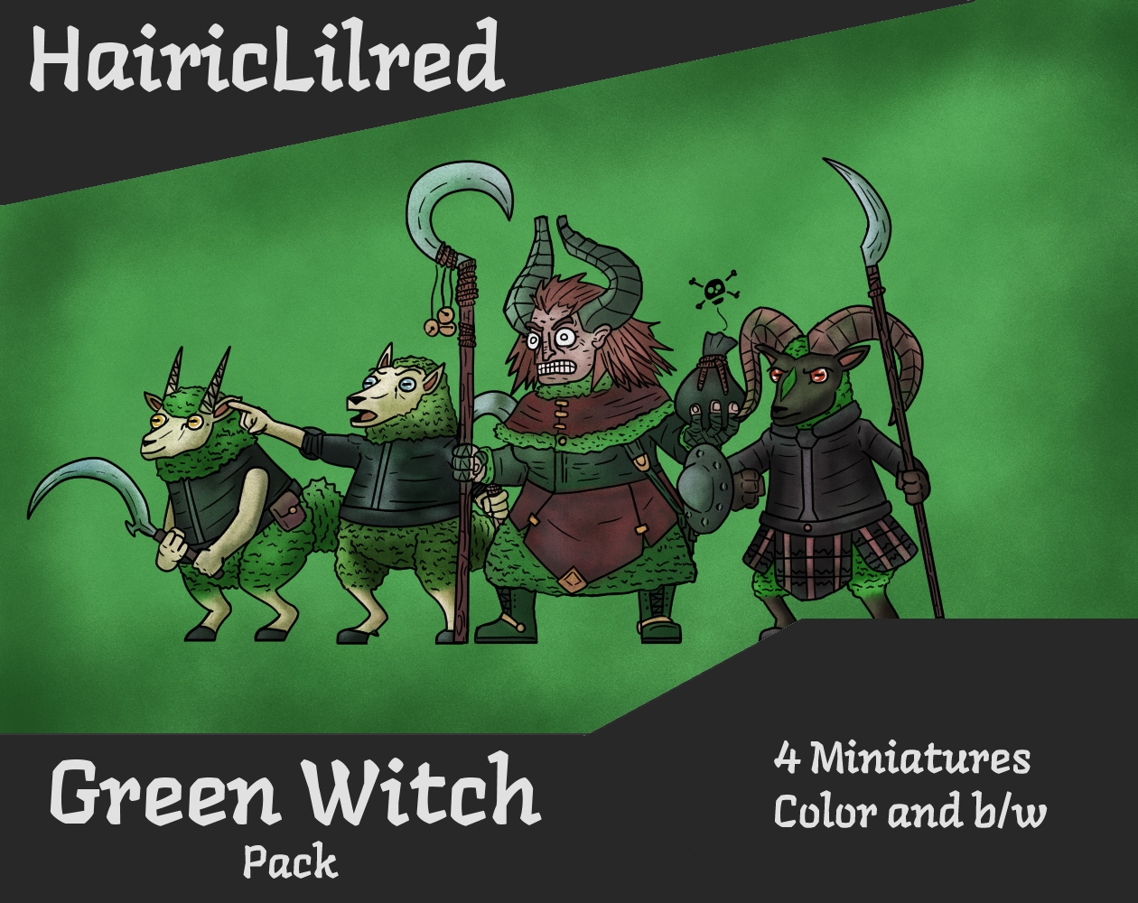 Hairic Paper Minis - Green Witch Pack