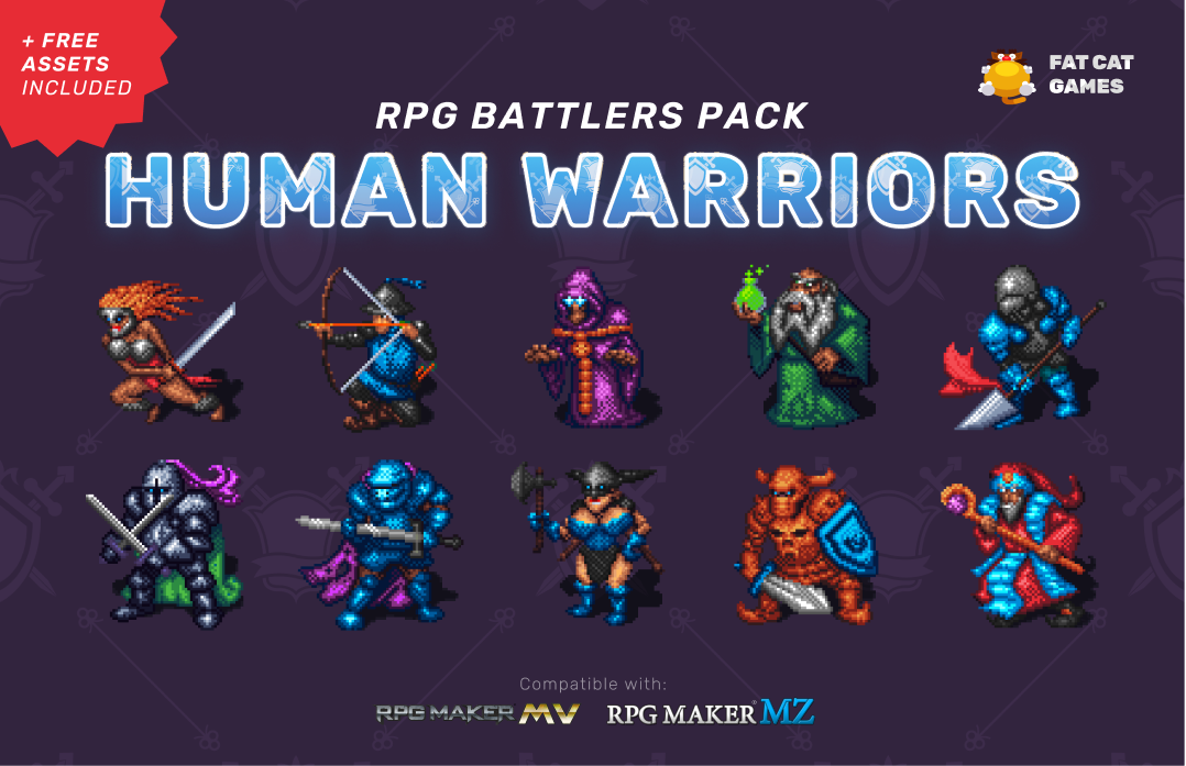 10 Human Warriors JRPG battlers pack