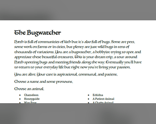 The Bugwatcher   - A Wanderhome playbook for sociable hobbyists. 