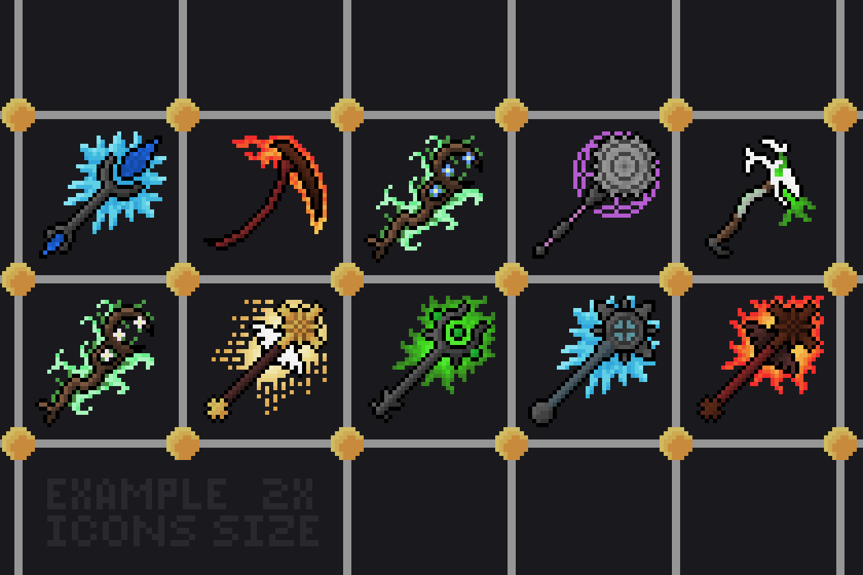 Fantasy Pixel staffs! by Kenmi