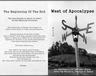 West of Apocalypse   - An Asymmetrical Yahtzee-Style Save The World Or Destroy It Game 