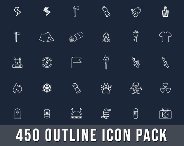 450 Outline game icons ultimate pack