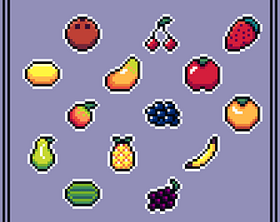 Added eighty fruit, nuts, and seeds to my free pixel art asset pack on  itch.io. Link in comments. : r/gameassets