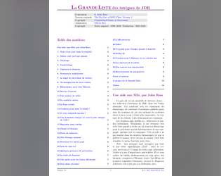 La Grande Liste des intrigues de JDR   - Traduction française de "The Big List of RPG Plots" de S. John Ross, aide de jeux de rôles 