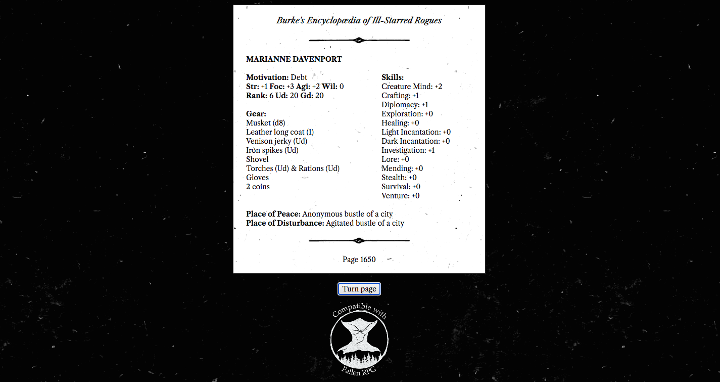 Cover image for Burke's Encyclopædia of Ill-Starred Rogues - for FALLEN