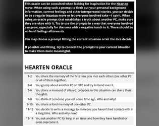 Hearten Oracle (for Ironsworn: Starforged by Shawn Tomkin)   - Oracle for Hearten move and situations for Ironsworn: Starforged by Shawn Tomkin 