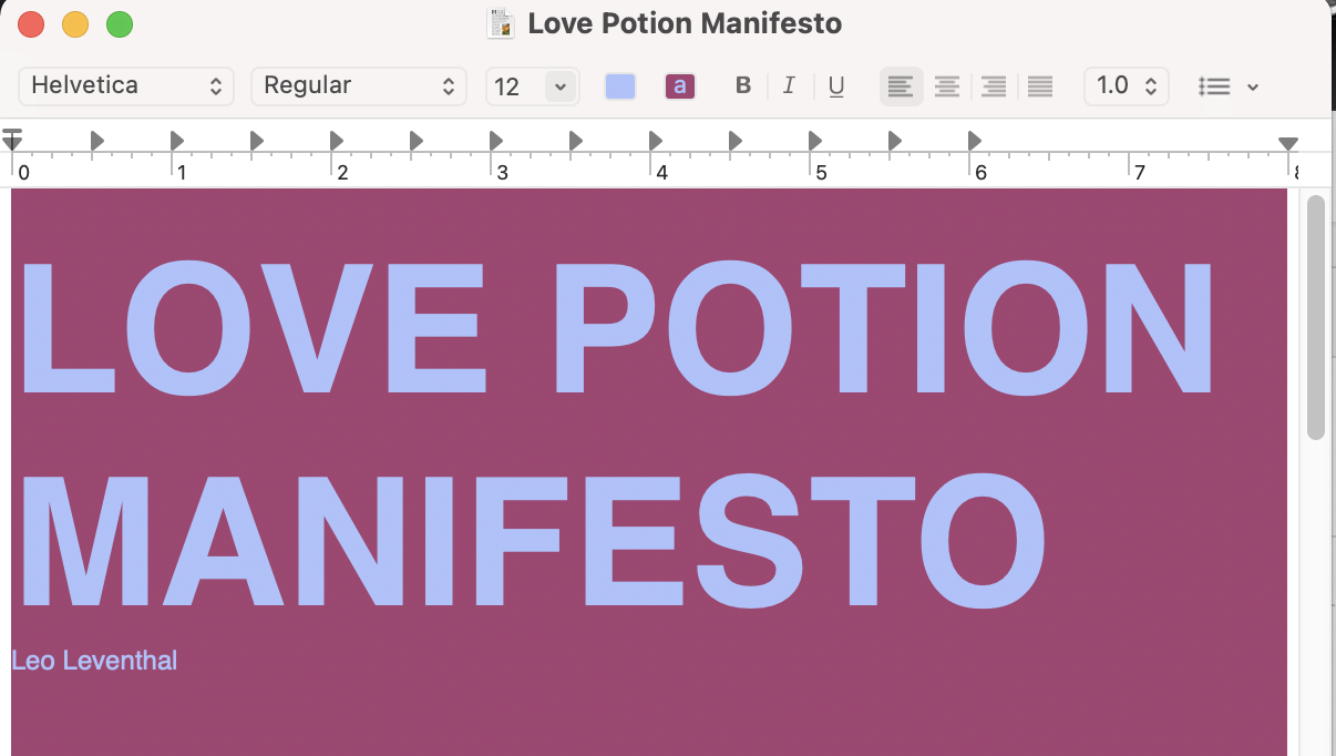 Love Potion Manifesto