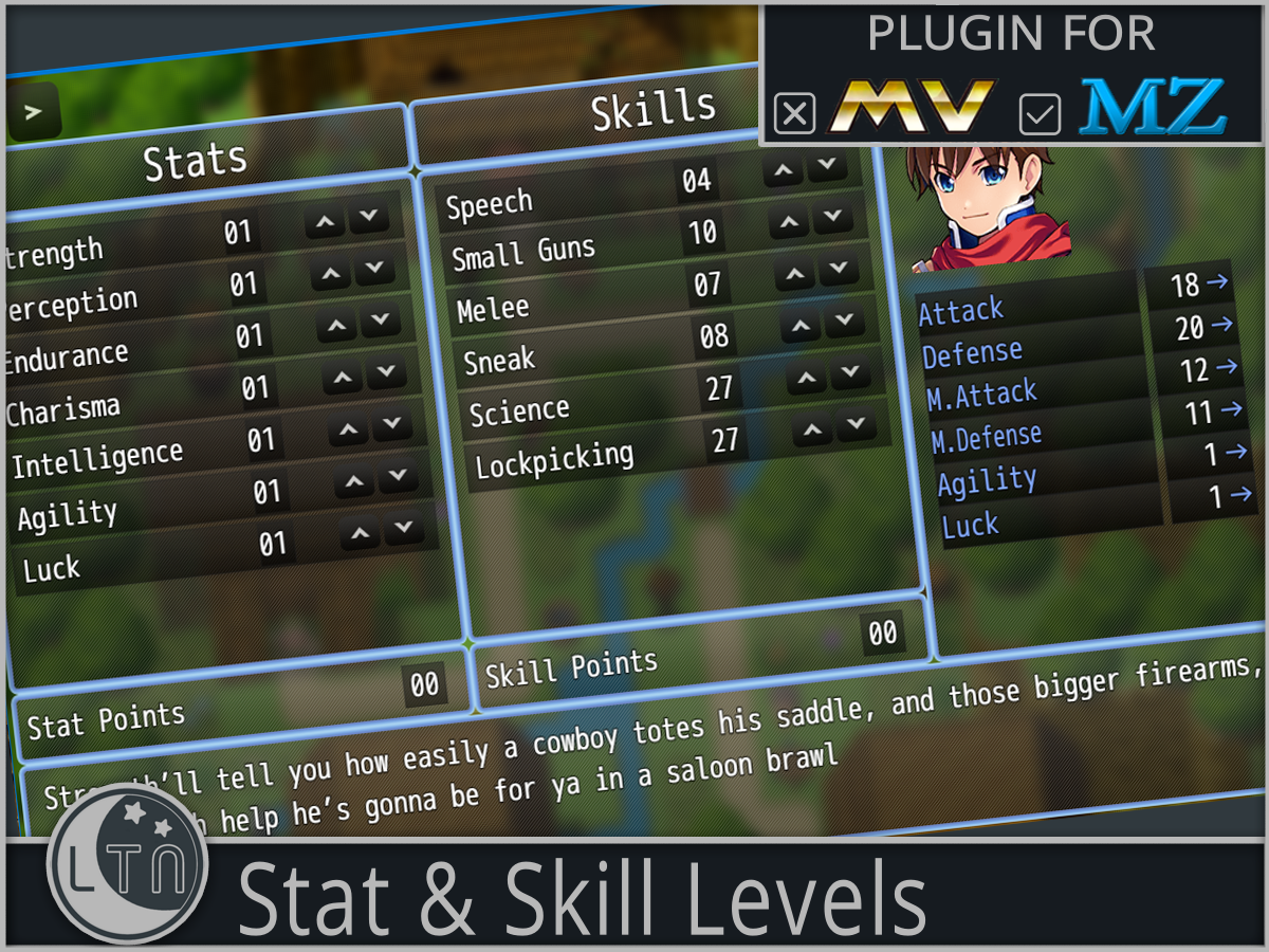 Stat Skill Levels For RPG Maker MZ By LTN Games