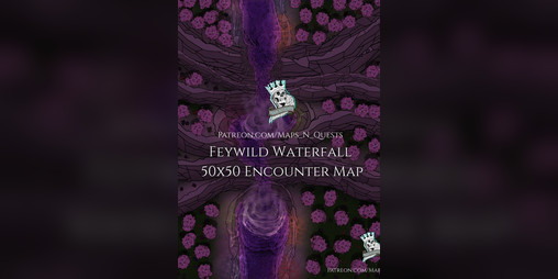 Cover image for Feywild Waterfall 50x50 TTRPG Encounter Map
