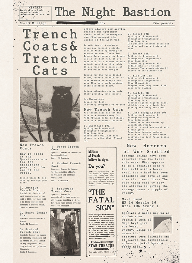 Cover image for Trench Coats and Trench Cats Last War Expansion.