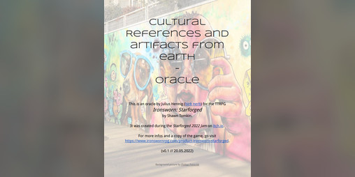 Cover image for Cultural References and Artifacts from Earth - Oracle (for "Ironsworn: Starforged" by Shawn Tomkin)
