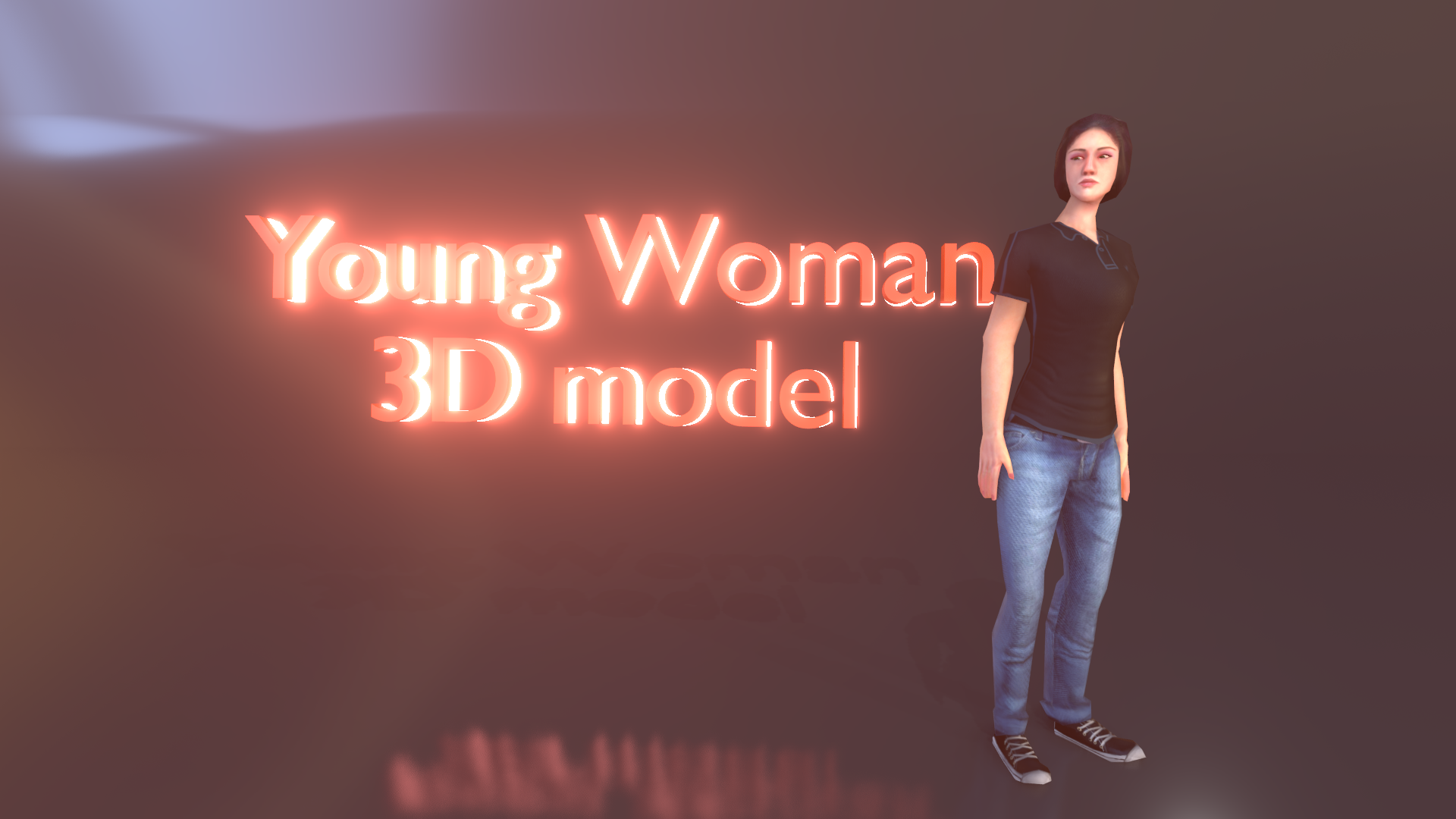 Young Woman - Animated Low Polygon model Low-poly 3D model