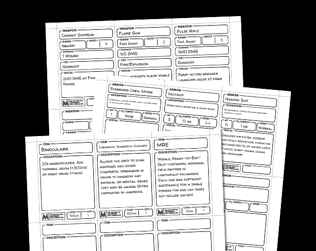 Cover image for Weapon, Armor, & Item Cards for Mothership RPG