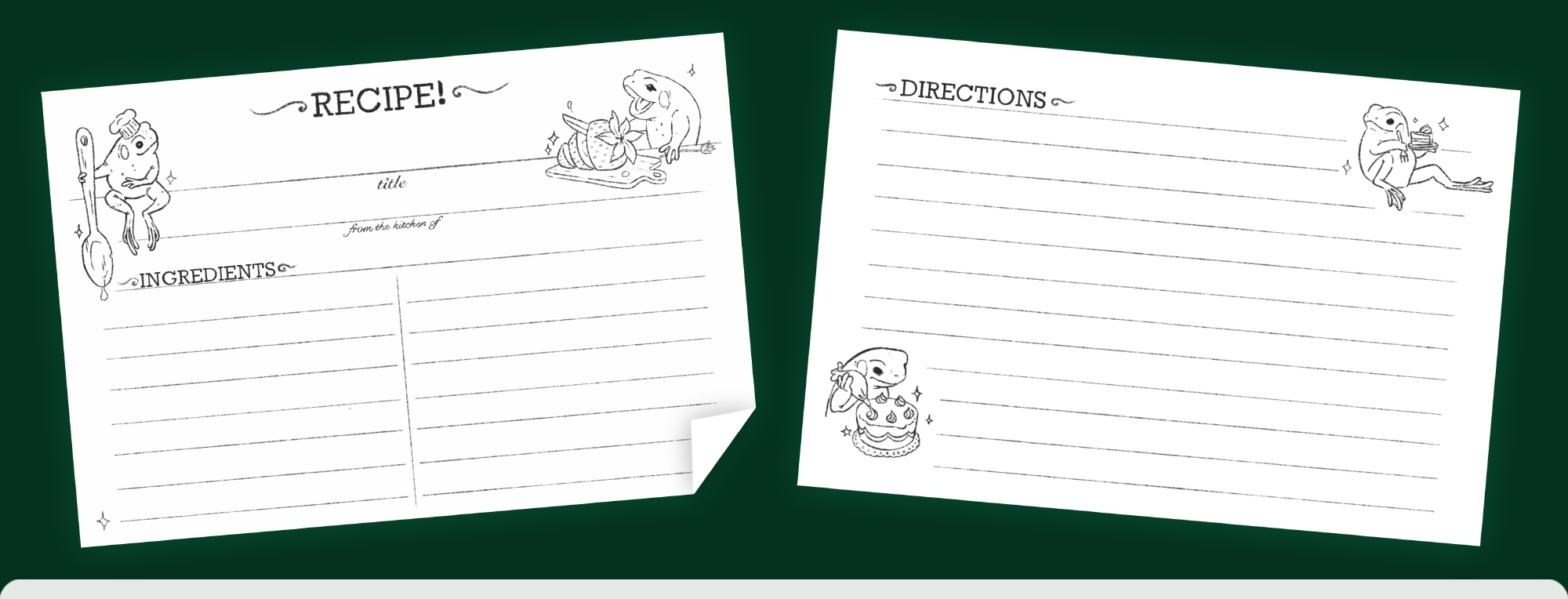 Frog Recipe Cards (Printable)