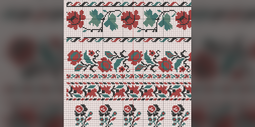 Cover image for Embroidery PDF: Red, black & Green flower patterns