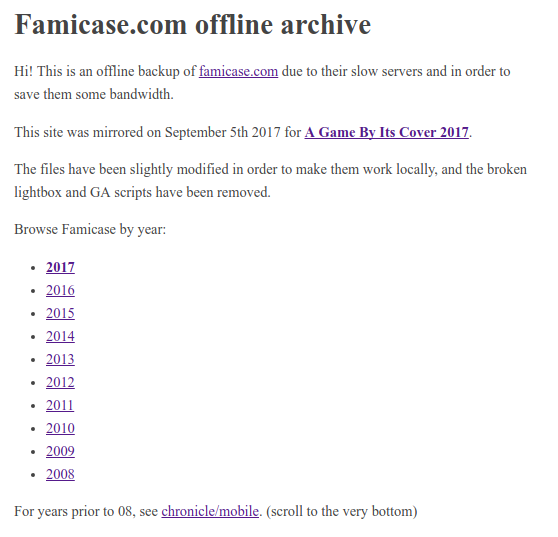 offline archive screenshot