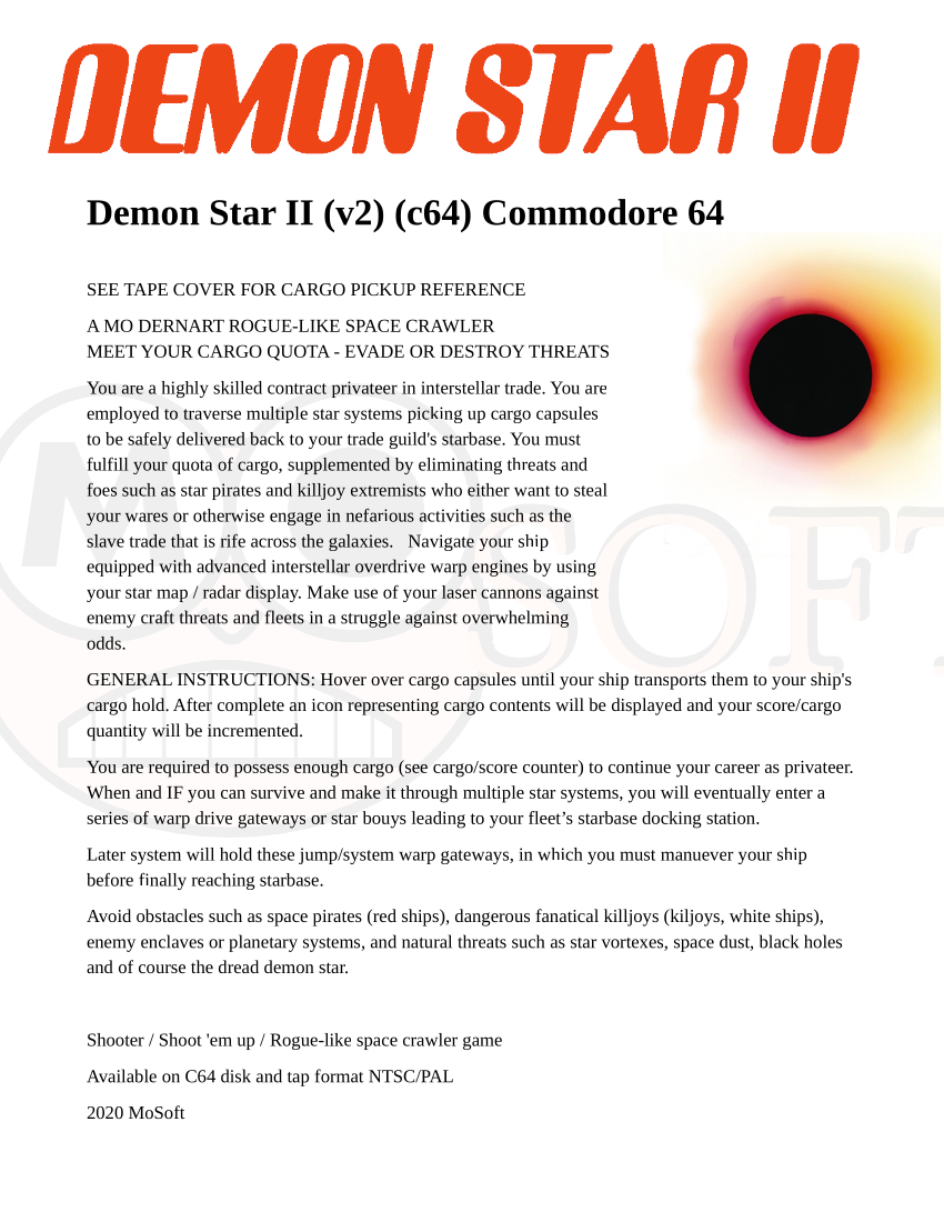 Demon Star II (v2) (C64) Commodore 64 by modernart