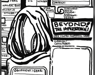 Beyond! The Hypertrench! Character Sheet   - A hand drawn printable 